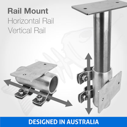 BBQ Rail & Rod Holder Mount Stand - Portable 316 Marine Rack NEW