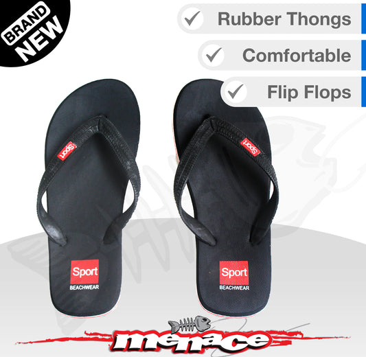 Mens Beach Thongs Flip Flops Sandals Boat Slippers - Black