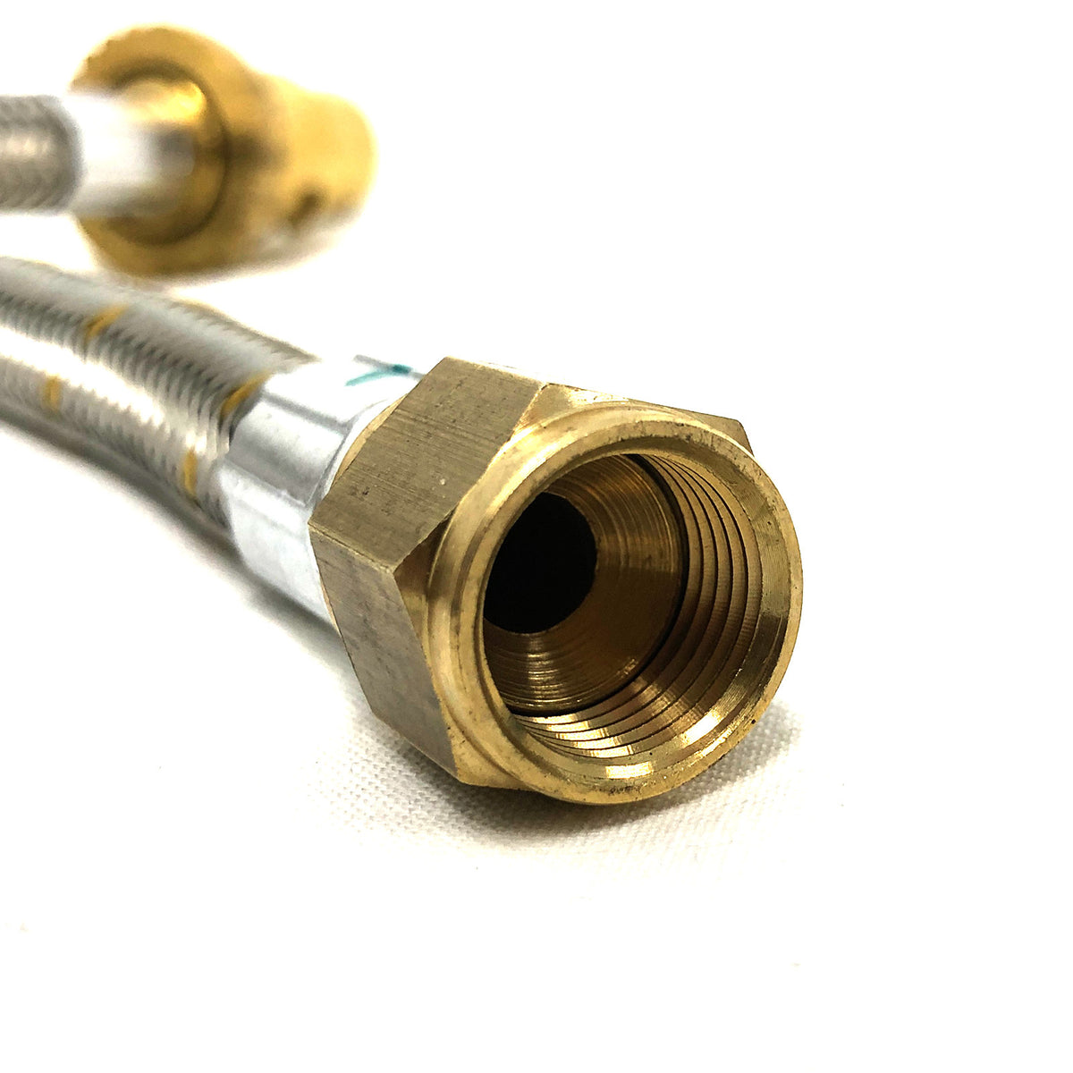 2m - Bayonet Gas BBQ Hose - 10mm Stainless Steel - 3/8 SAE FF x Male Bayonet