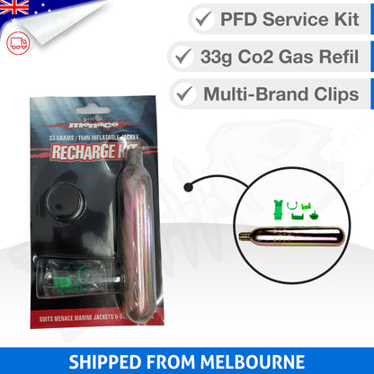Recharge Kit - Co2 Gas Refill Cylinder with Clips for Life Jacket