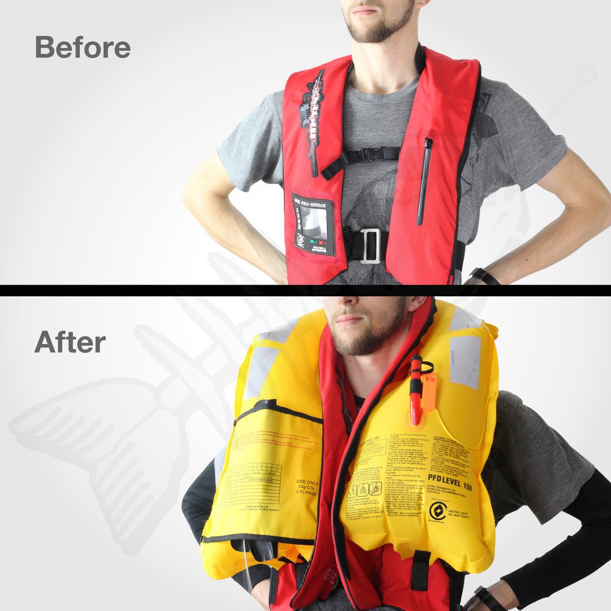 ADULT Inflatable Life Jacket Level 150 PFD Type 1 - RED MANUAL
