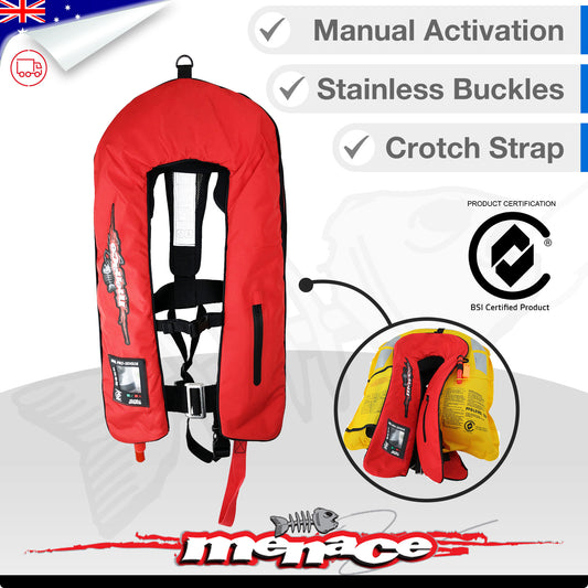 ADULT Inflatable Life Jacket Level 150 PFD Type 1 - RED MANUAL