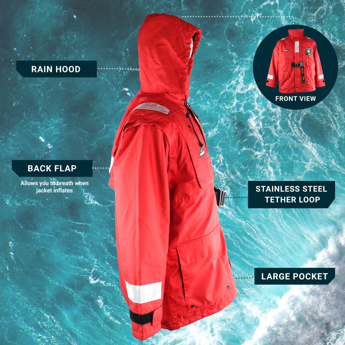 Premium All Weather Life Jacket Level 150 PFD Type 1 - Large