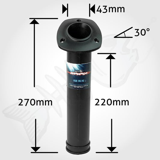 4 x Flush Mount 30° ANGLED ROUND Boat Rod Holder - BLACK