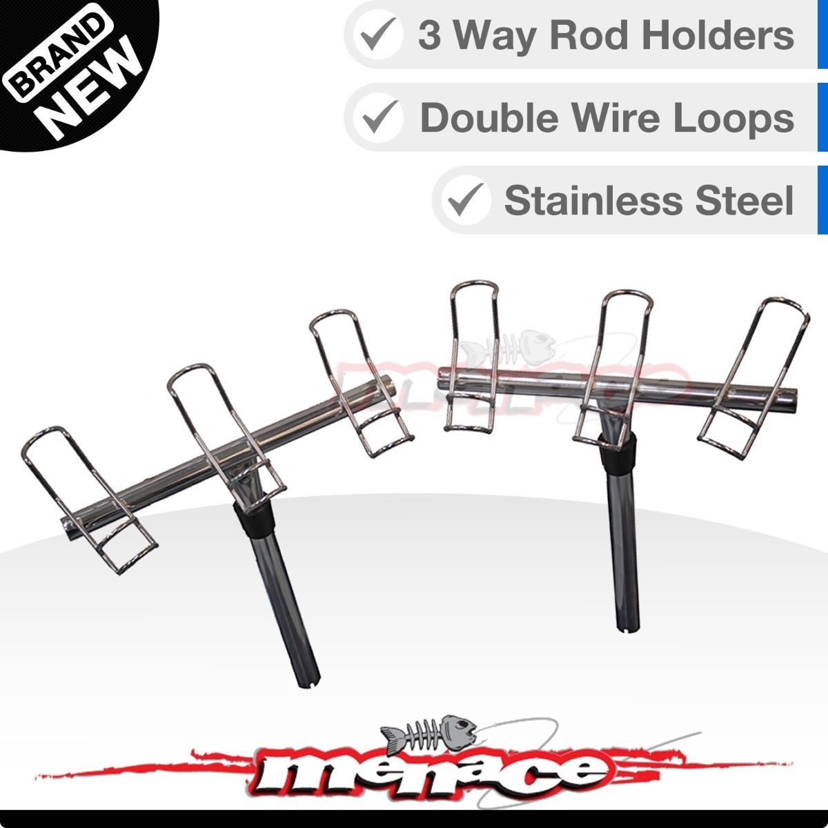 3 Way Boat Rod Holders - Starboard/Port Pair (double ring) ROD HOLDER Mount
