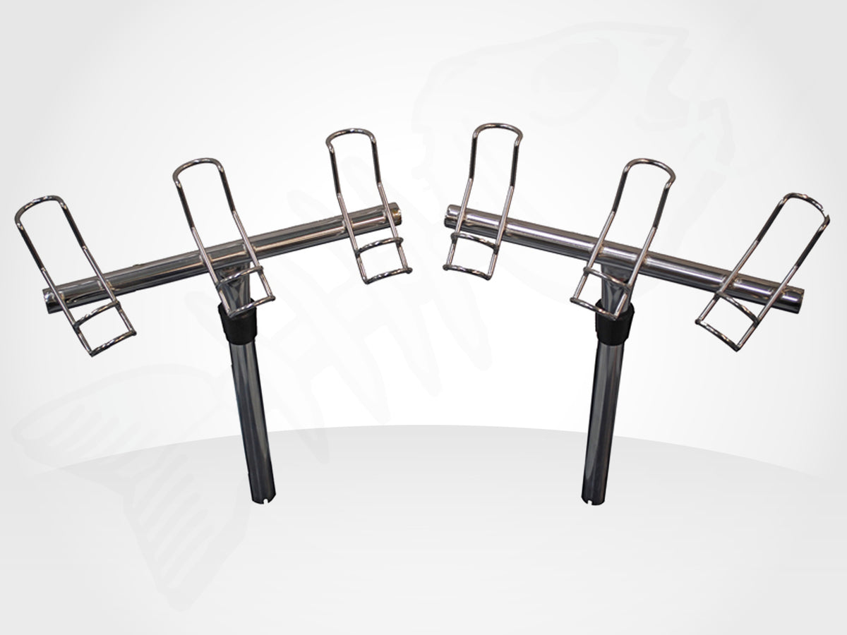 3 Way Boat Rod Holders - Starboard/Port Pair (double ring) ROD HOLDER Mount