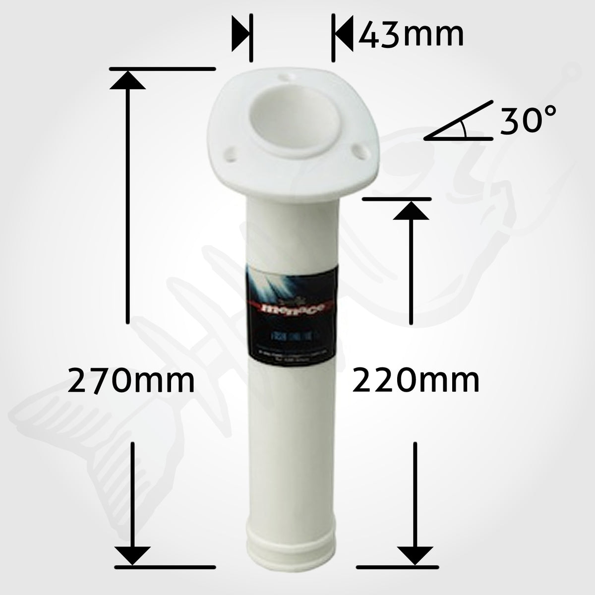 Flush Mount 30° ANGLED ROUND Boat Rod Holder - WHITE