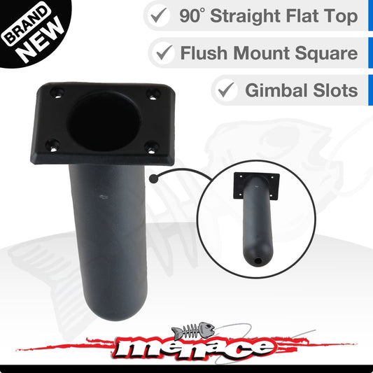 4 x Flush Mount Straight Square Rod Holder Black