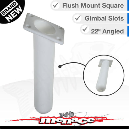Flush Mount ANGLED SQUARE Boat Rod Holder - WHITE