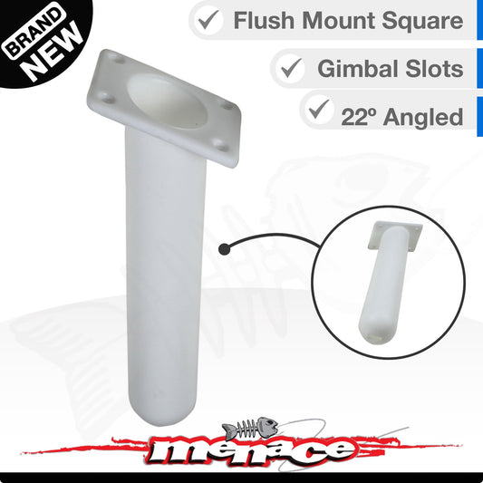 4 x Flush Mount Angled Square Rod Holder White