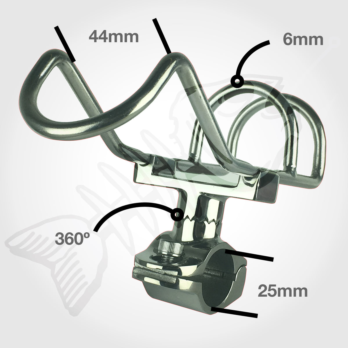 316 Stainless Steel Adjustable RAIL MOUNT ROD Holder