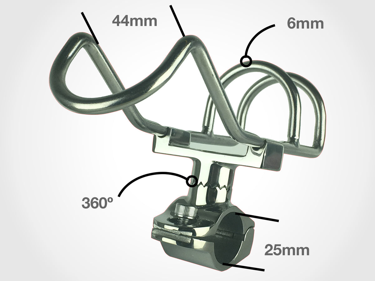 316 Stainless Steel Adjustable RAIL MOUNT ROD Holder