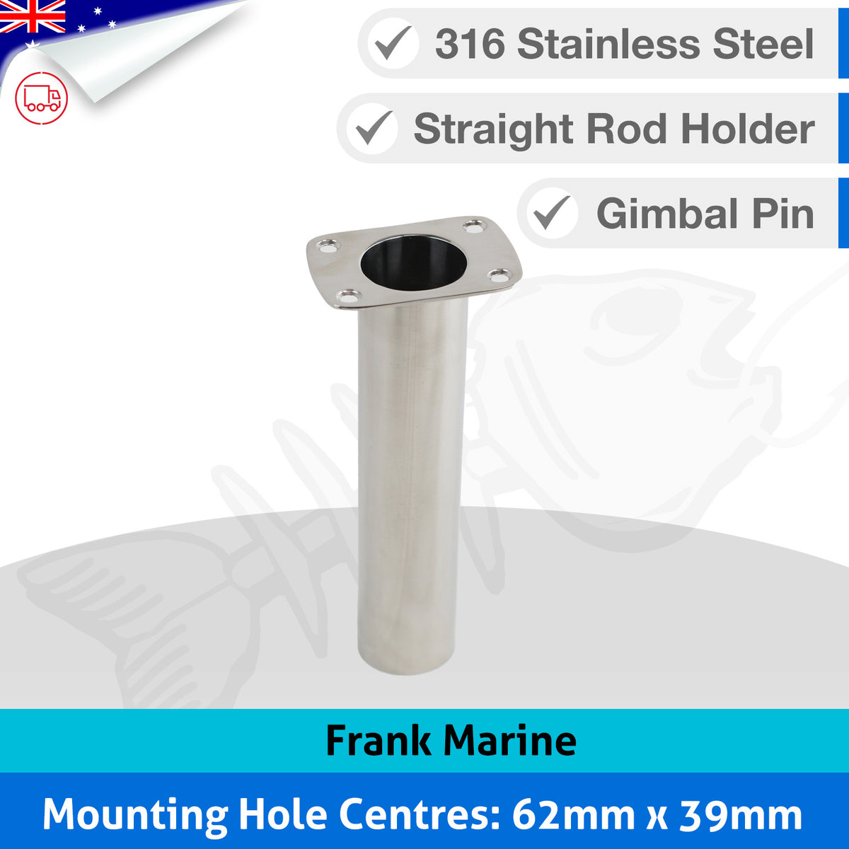 316 Stainless Steel Flush Mount Rod Holder 90º Straight