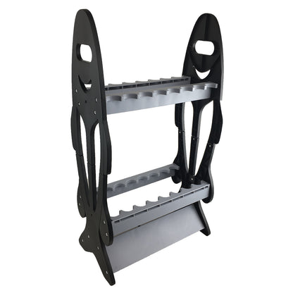 Fish shaped Rod Rack Holder - Holds 16 Rods (black/grey)