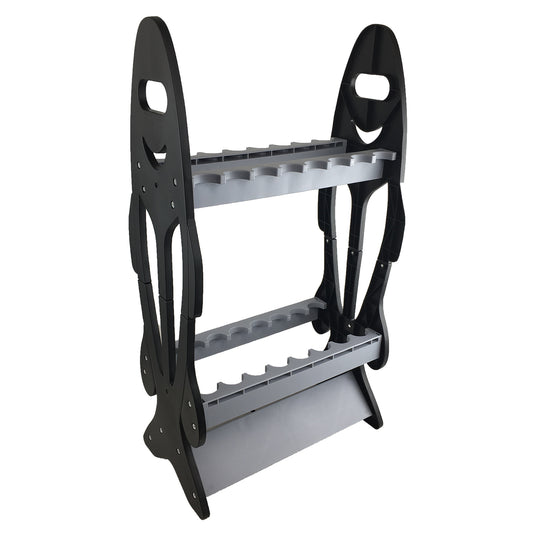 Fish shaped Rod Rack Holder - Holds 16 Rods (black/grey)