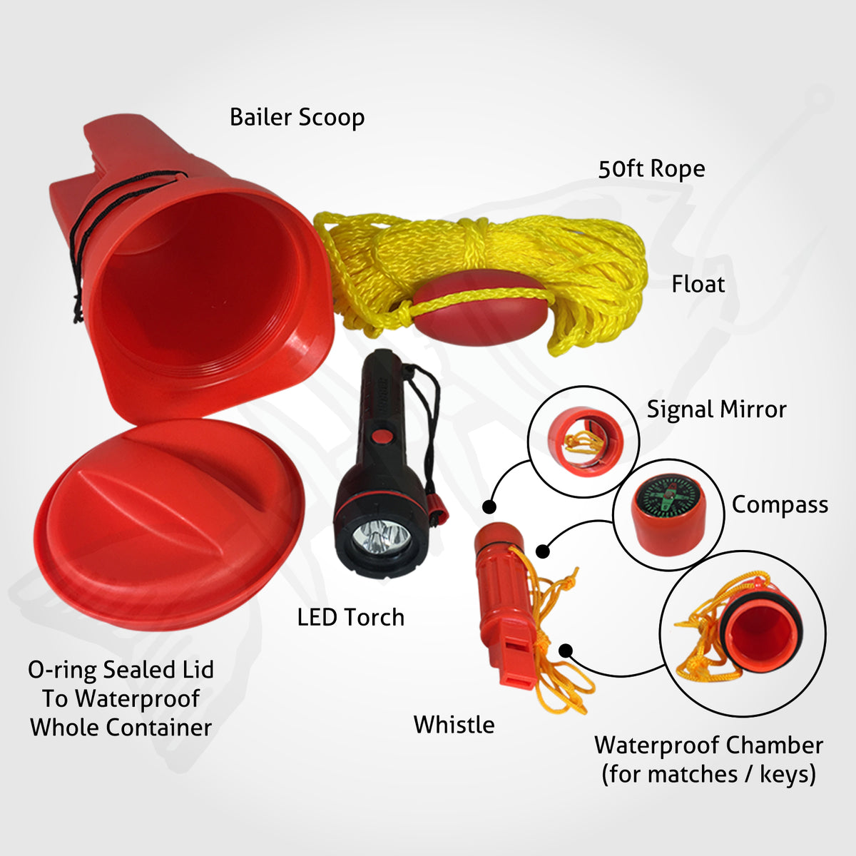BAILER BUCKET Emergency Safety Kit Marine Boat Rope